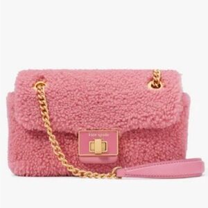 Kate Spade Evelyn Shearling Small Shoulder Crossbody Bag, light feat pink NWT